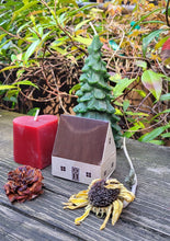 Load image into Gallery viewer, Cream matchbox house with candles and flowers on a wooden table
