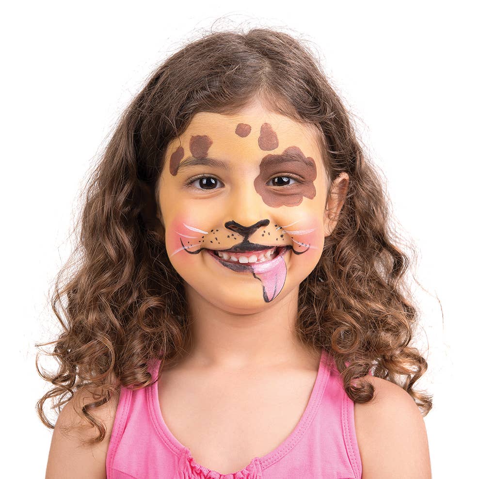 child with dog face paint on