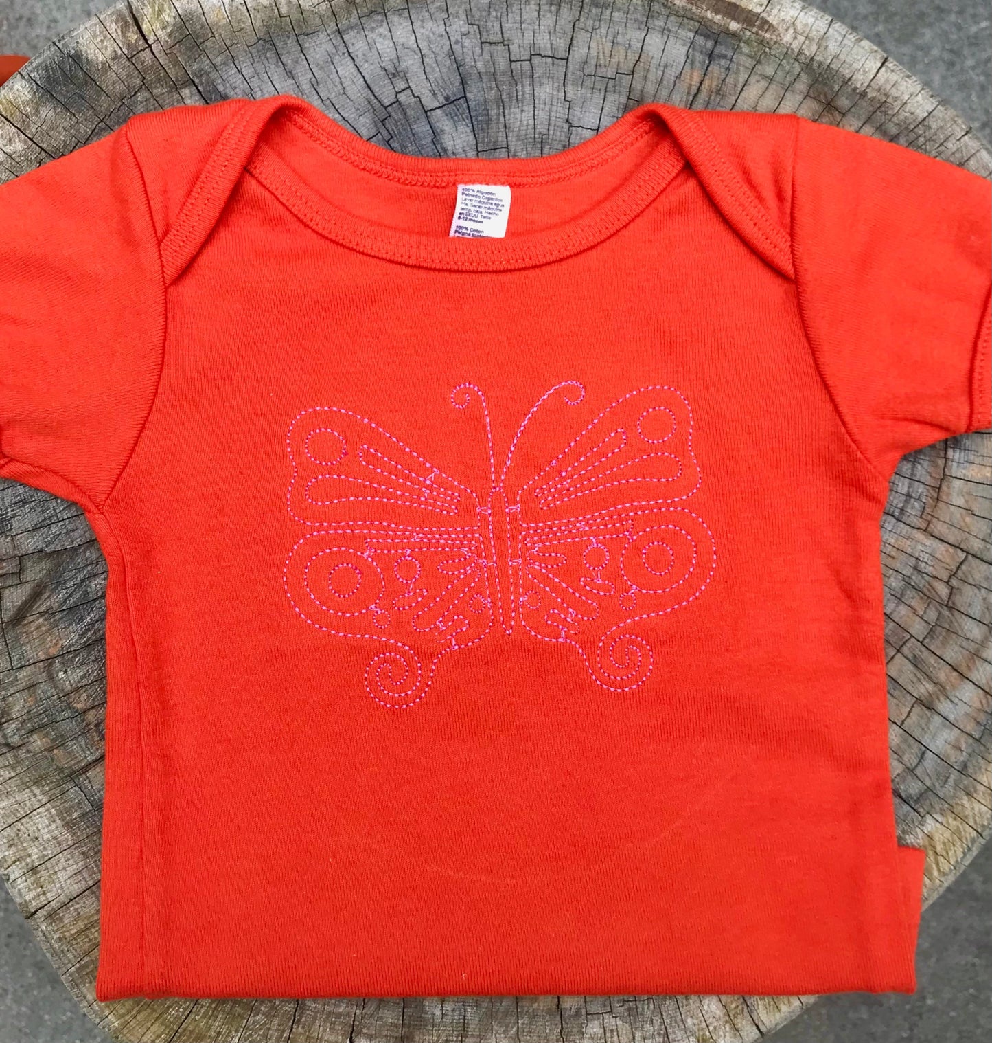 Embroidered Butterfly Baby Tee