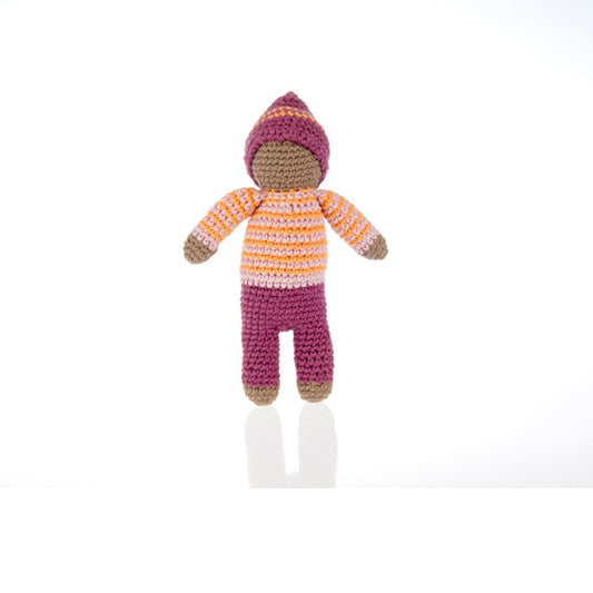 purple organic pebble doll