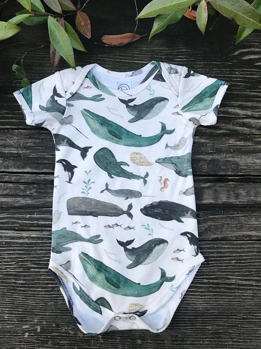 Watercolor Whale Short Sleeve Onesie