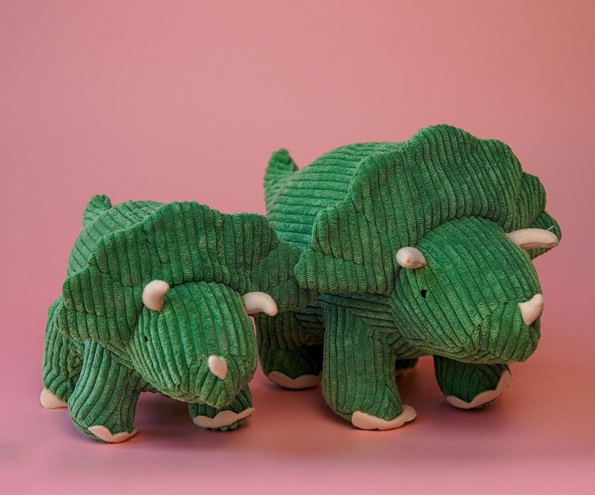 Green corduroy triceratops