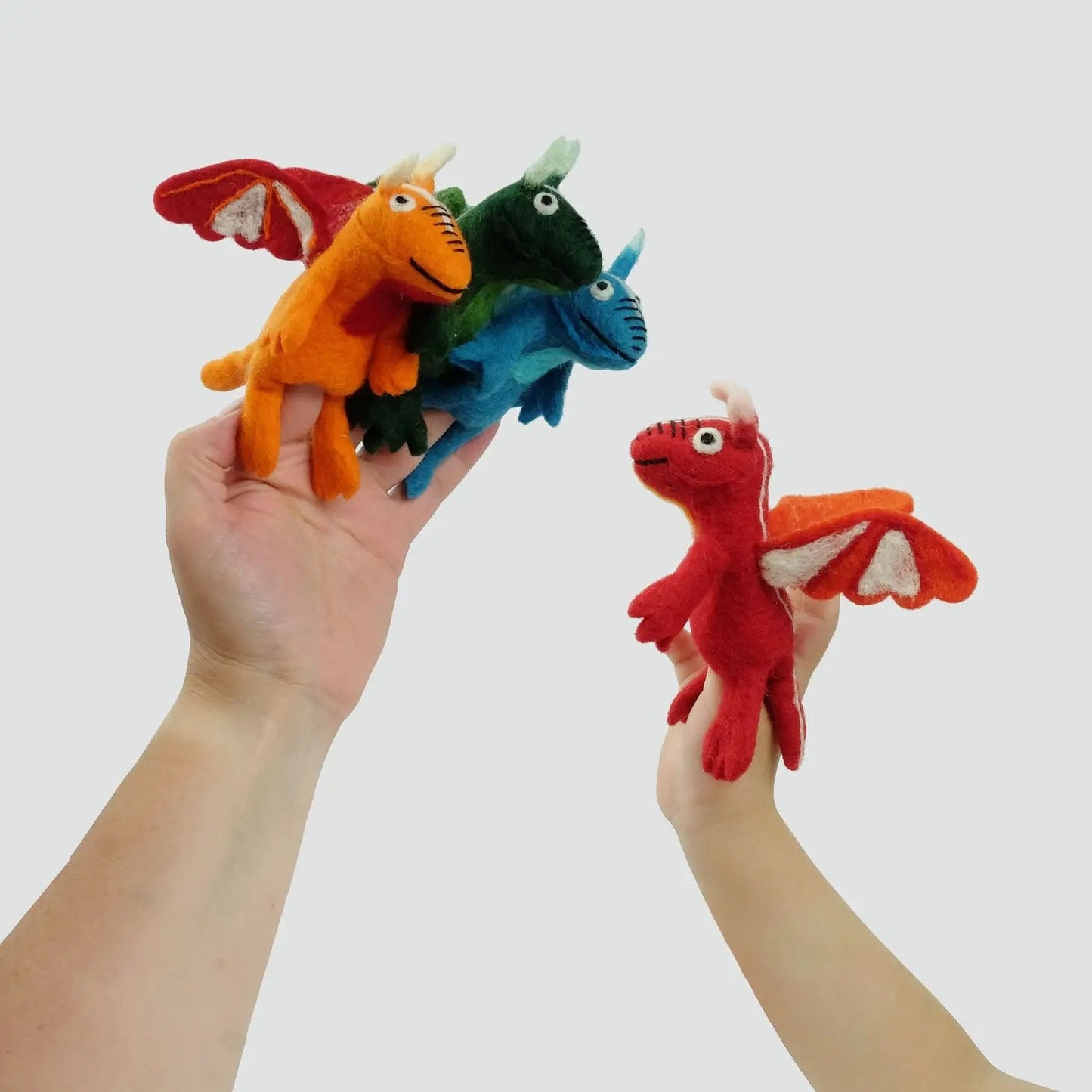 Wool Felt dragon finger puppets