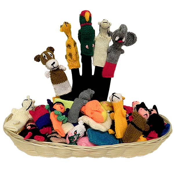 assorted Woven Finger Puppets in a bowl