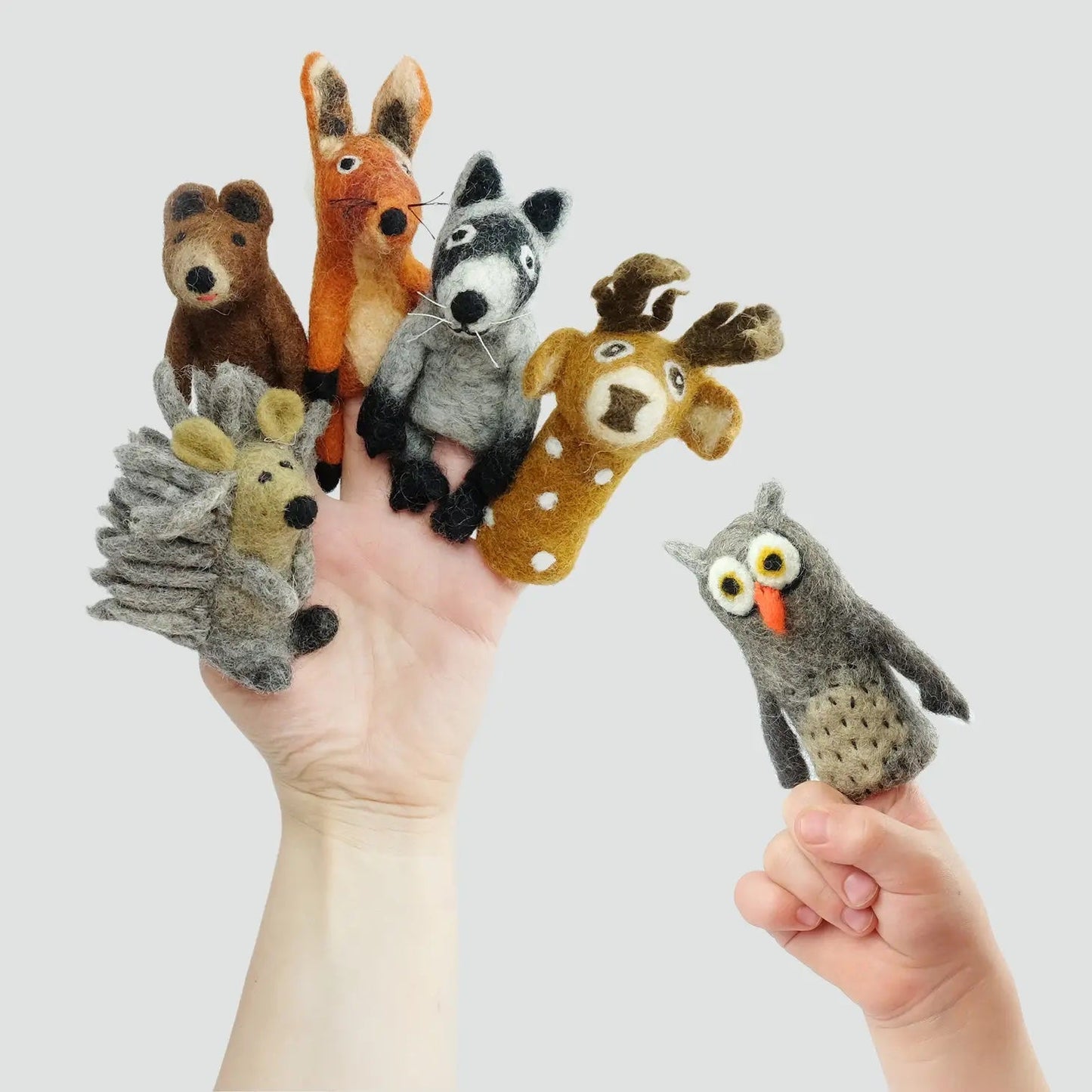 Wool Felt finger puppets Woodland forest