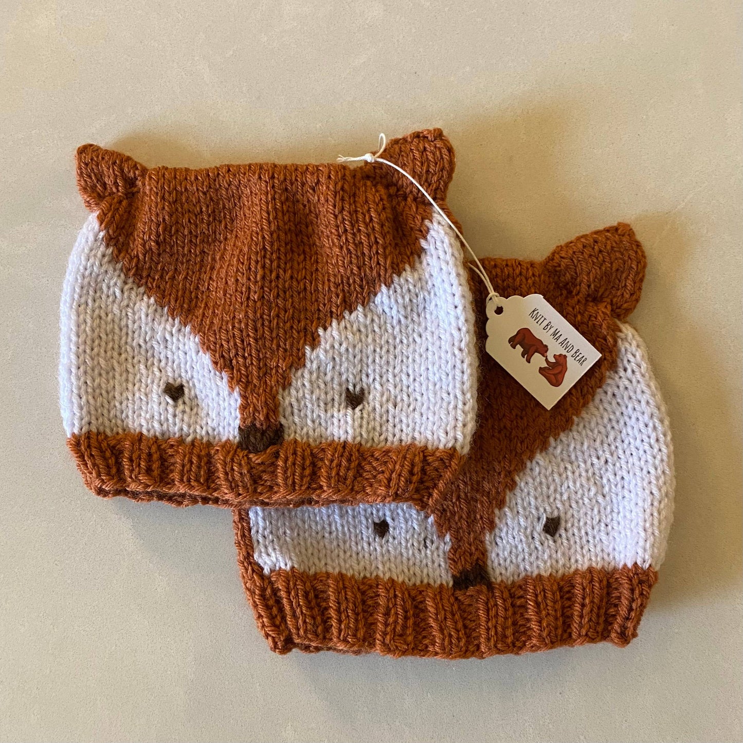 knitted fox baby hats