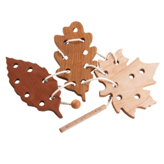 Wooden Lacing Leaves Set