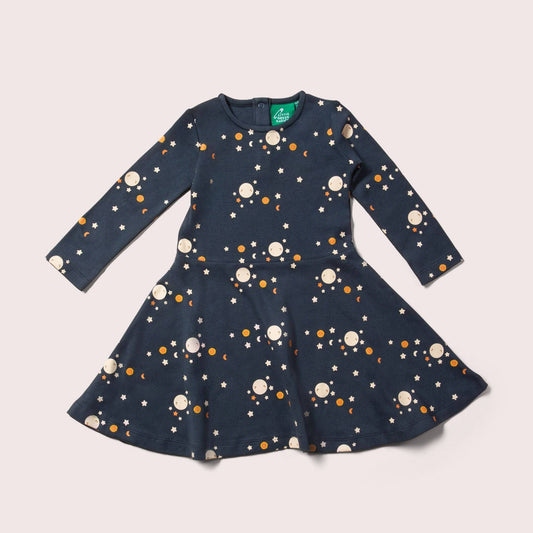 Over the moon organic spinny dress flat lay