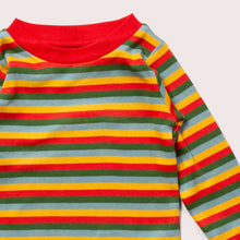 Load image into Gallery viewer, rainbow stripes long sleeve tee neck detail

