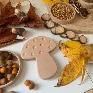 Mushroom Fine Motor Board with mushroom mandala and nature elements