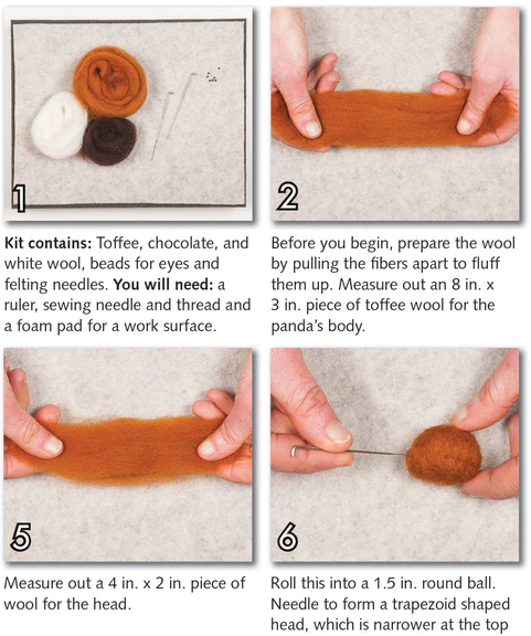 Red Panda Wool Felting Craft Kit Instructions