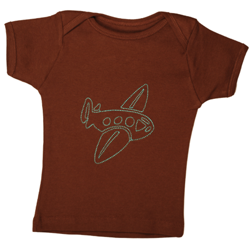 Brown/Blue Airplane Baby Short Sleeve Tee