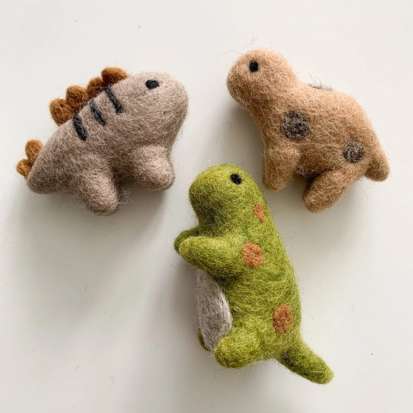 set of three baby felt dinosaurs