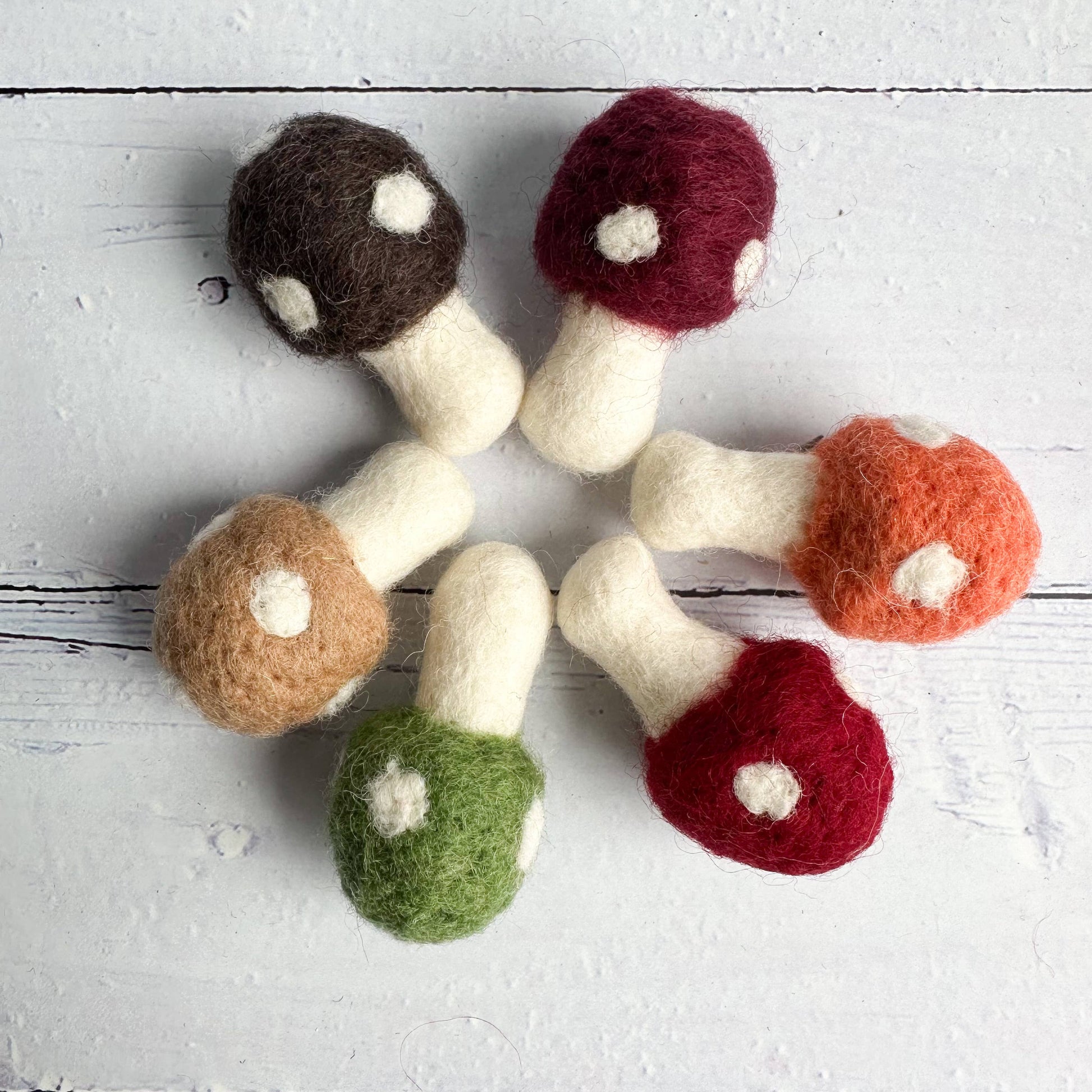 mini set of felt woodland mushrooms