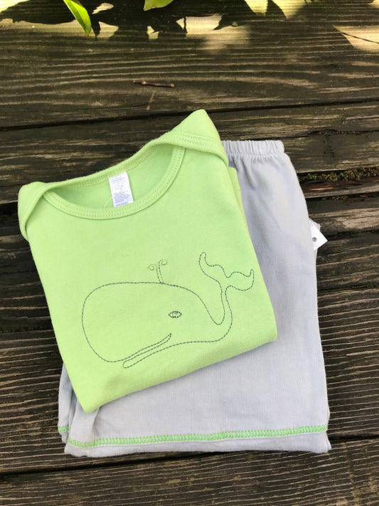 Whale short sleeve tee and wide leg pants bundle