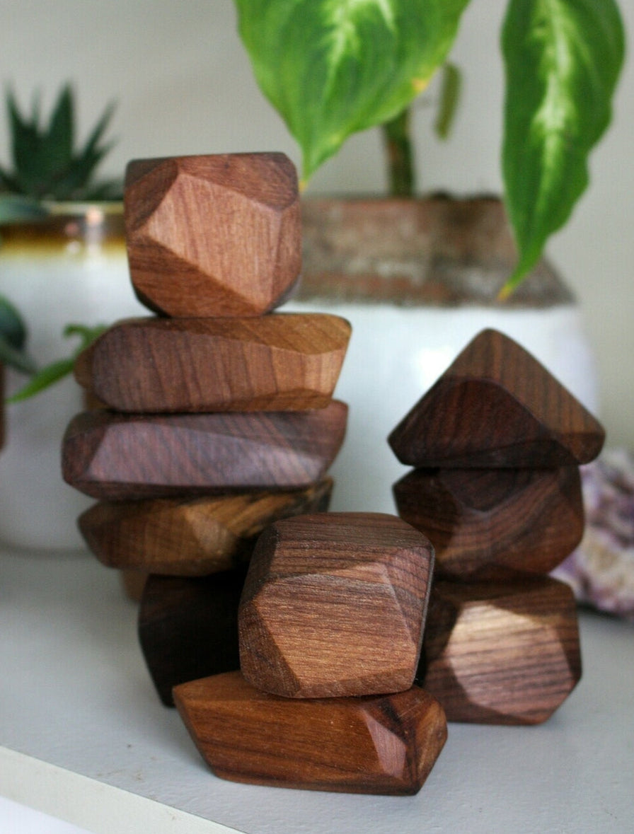 Wood Stacking Stones - Walnut