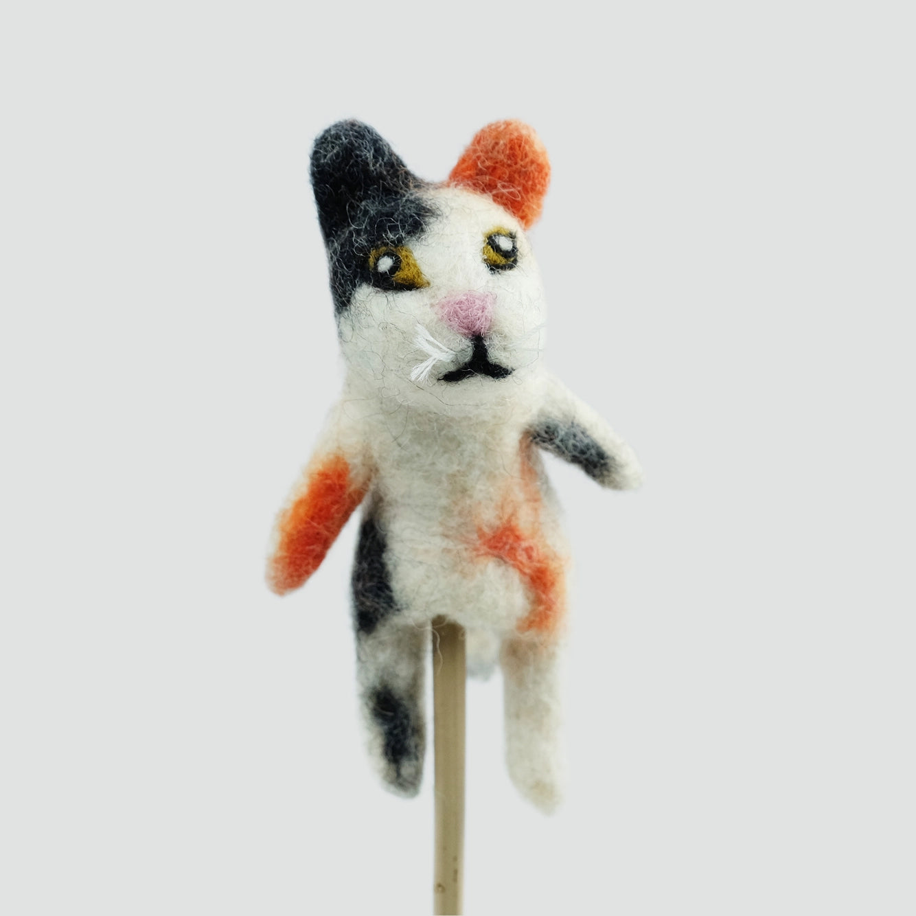 Calico cat finger puppet