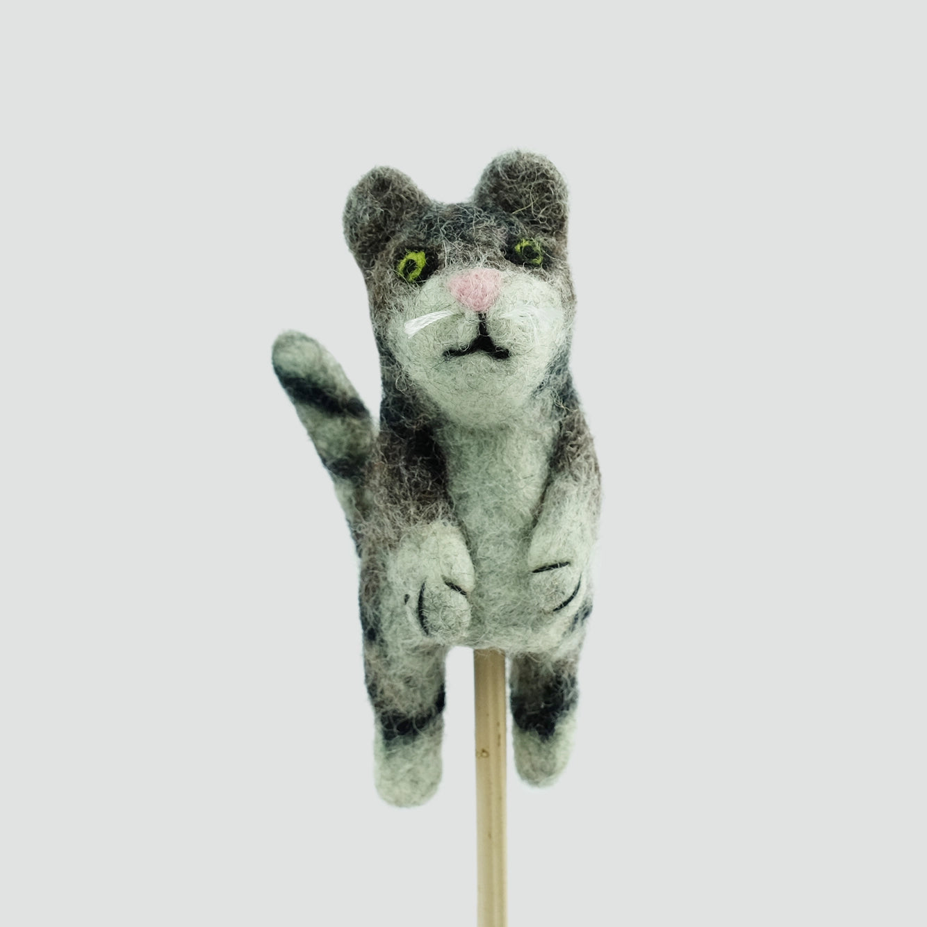 Grey cat finger puppet