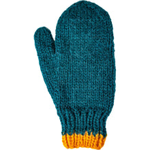Load image into Gallery viewer, Cable Knit Mittens in Blue and Yellow
