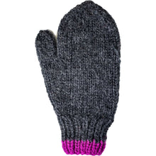 Load image into Gallery viewer, Cable Knit Mittens in Grey and Purple
