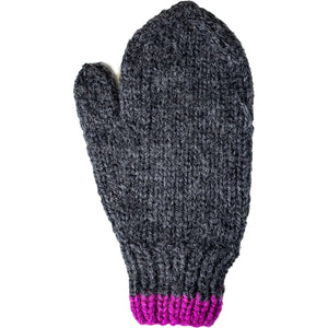 Cable Knit Mittens in Grey and Purple