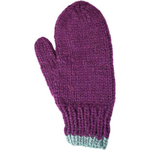 Load image into Gallery viewer, Cable Knit Mittens in Purple and Blue
