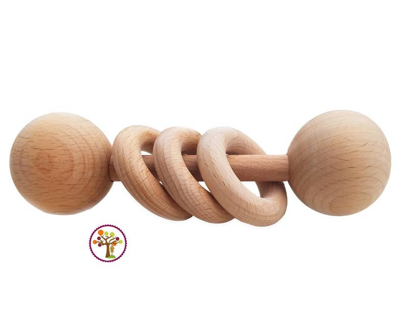 3-Ring Wooden Rattle