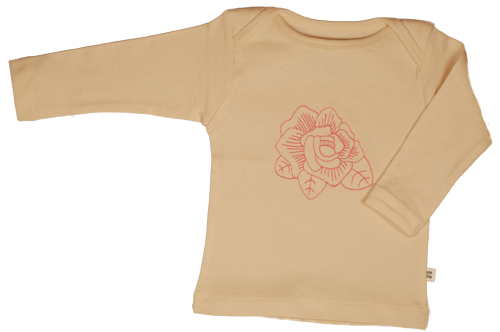 TwOOwls Natural/Pink Rose Long Sleeve Tee -100% organic cotton