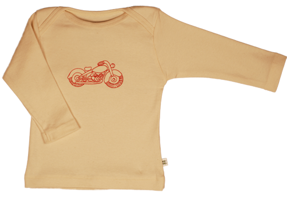 TwOOwls Natural/Red Motorcycle Long Sleeve Tee -100% organic cotton